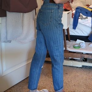 Striped high waisted mom jeans